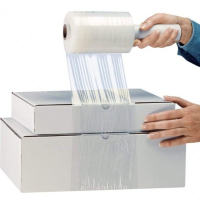 Customized Clear Plastic Sticky Baby Roll Mini Pe Stretch Wrap Film Pe Transparent Packing Plastic Hanpak Stretch Film